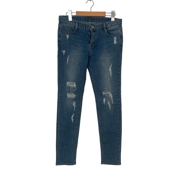 Distressed Stretchy Skinny Denim Jeans - Picture 1 of 4